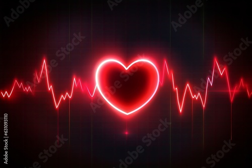 Abstract heart and digital cardiogram curve as a symbol of cardiovascular health. Background