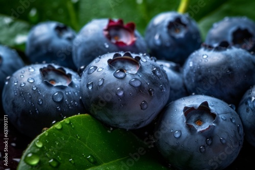 Background of blueberries closeup. Seasonal harvest. AI generated  human enhanced