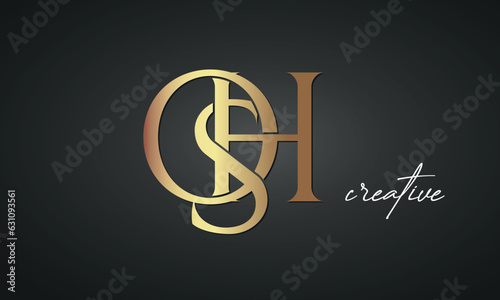 luxury letters OSH golden logo icon premium monogram, creative royal logo design	