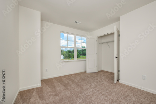 room with open closet door