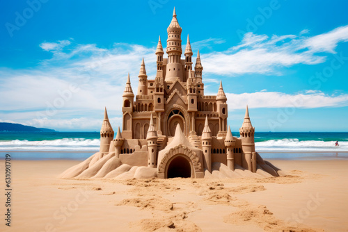 medieval castle made with sand on the beach © chandlervid85