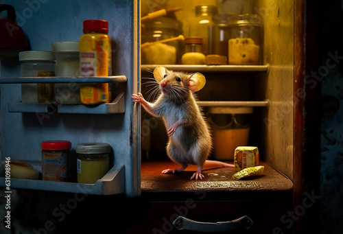 Petite souris dans le garde manger - Générative ia photo