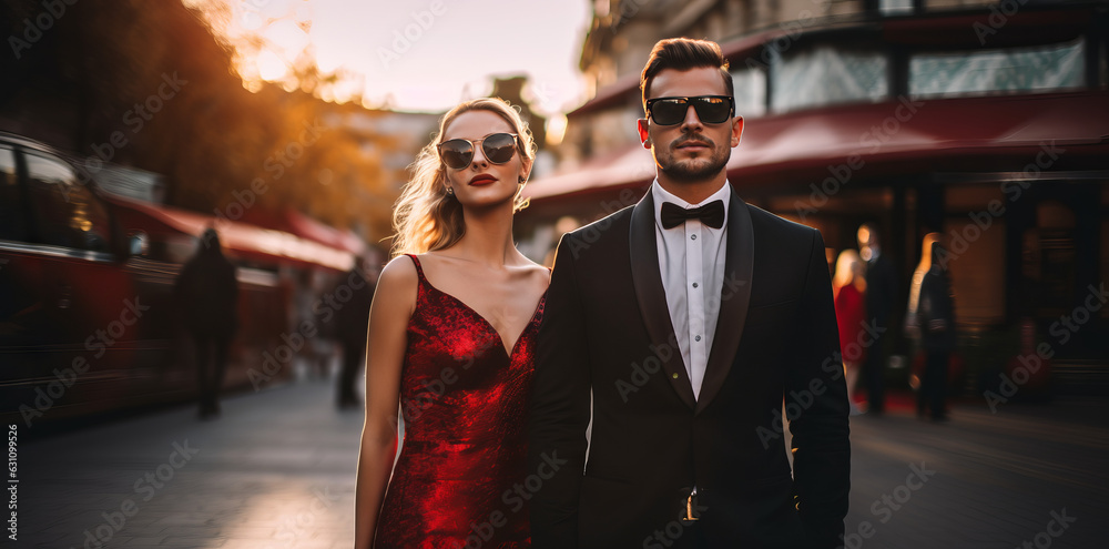 Stars in gorgeous evening gowns on the red carpet for the festive awards ceremony. Celebrity nominees arrive for the premiere. Generative AI. Stars in gorgeous evening gowns on the red carpet for the festive awards ceremony. Celebrity nominees arrive for the premiere. Generative AI.