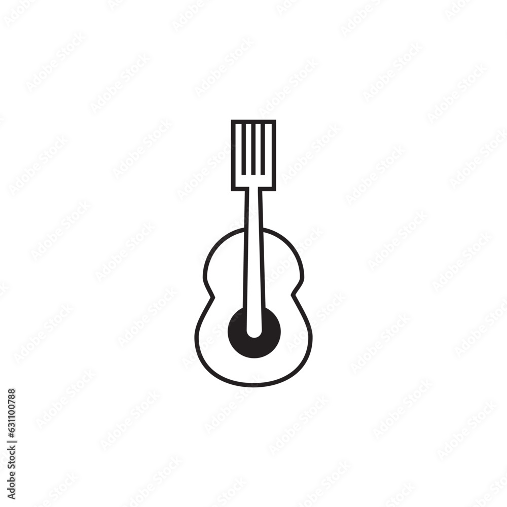 guitar fork restaurant music logo design illustration abstract design vector guitar fork restaurant music logo design illustration abstract design vector