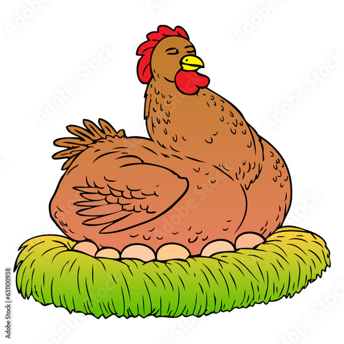 broody hen vector illustration