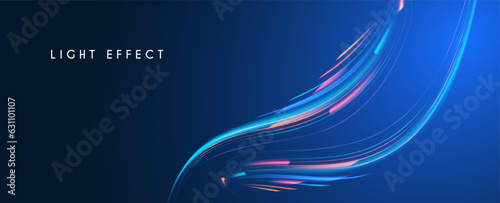 Motion striped light effect with fluid color. Abstract shining wave background. Magic screen design