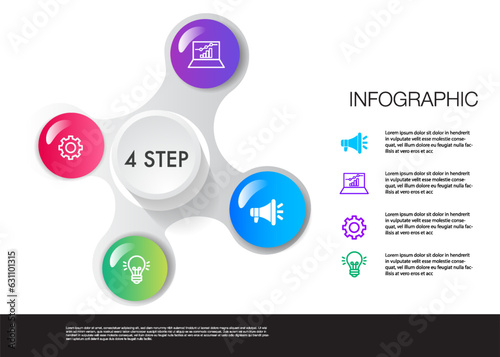 Infographic template 4 step analysis for marketing can apply diagram framework vision, Modern step Timeline infographics design vector and presentation business © papa papong