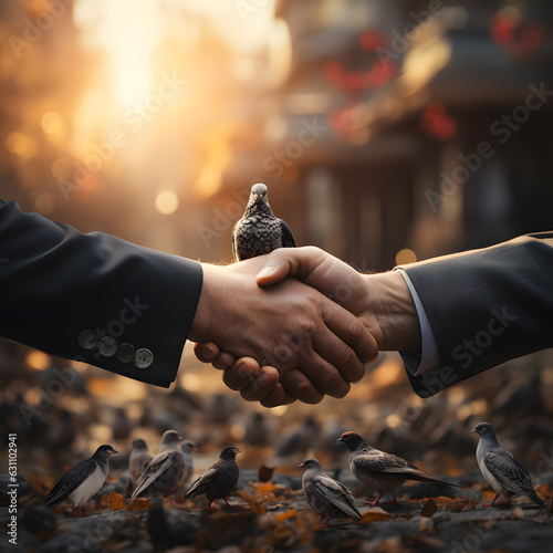 handshake of peace and peguins photo
