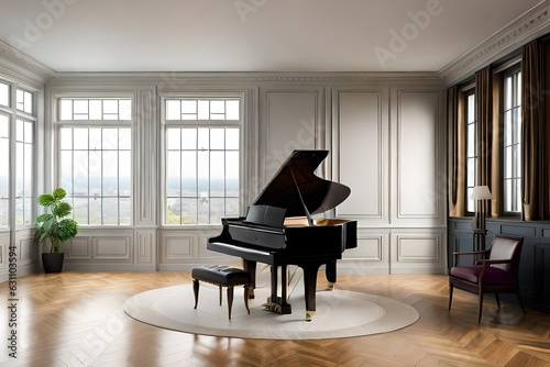 grand piano in the room generated ai