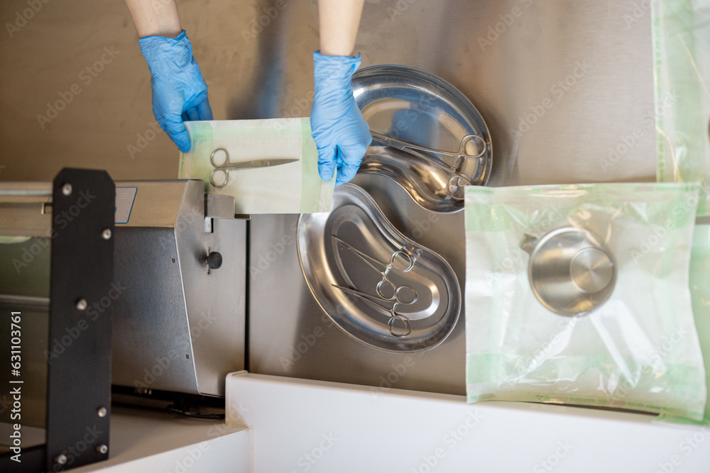 Process of sterilization and packaging of surgical instruments in