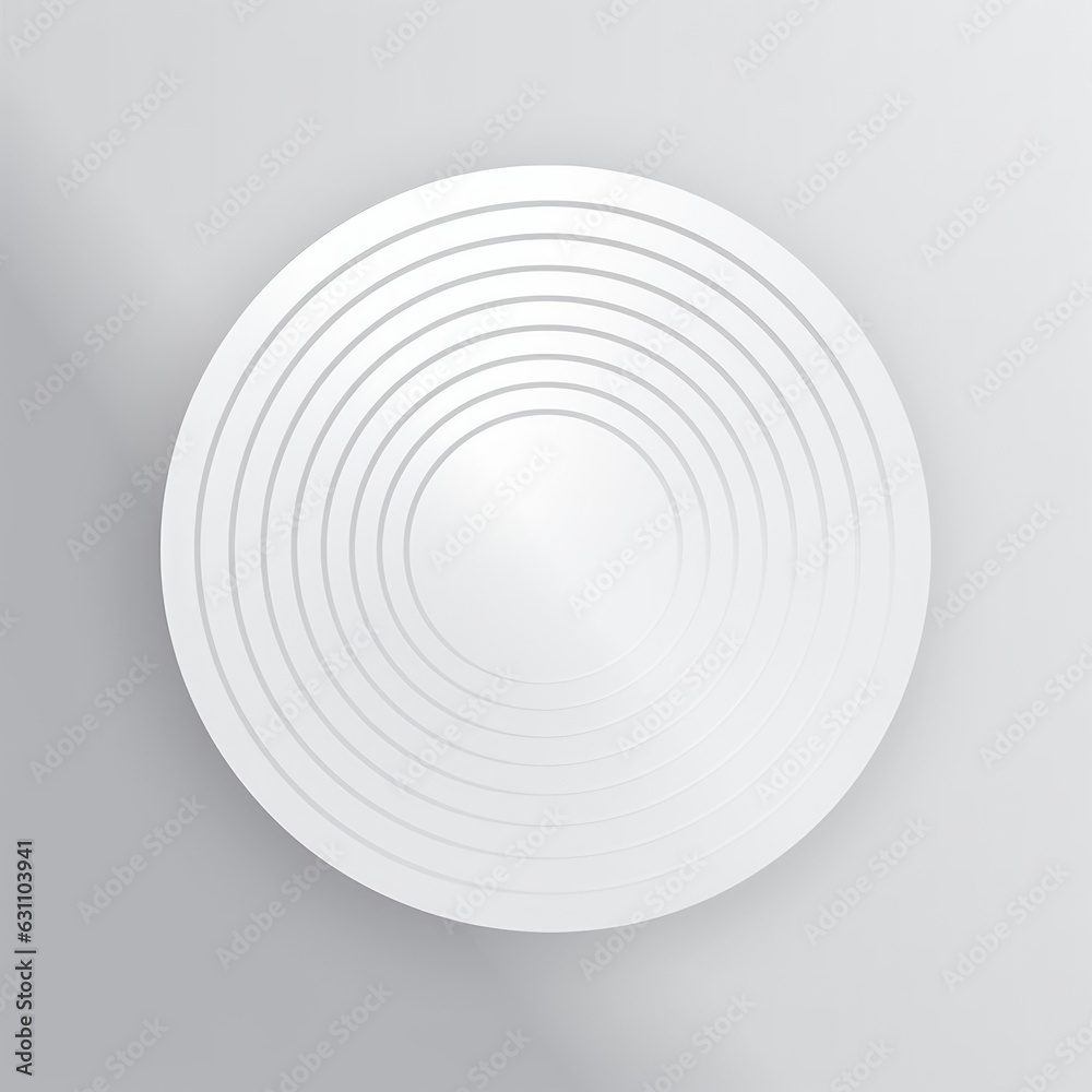 Fototapeta premium Minimal white grey elegant circles. Abstract circular illustration with diagonal stripes. Linear radial gradient smooth soft shadow. Blank luxury business cover for hi-tech technology, Generative AI
