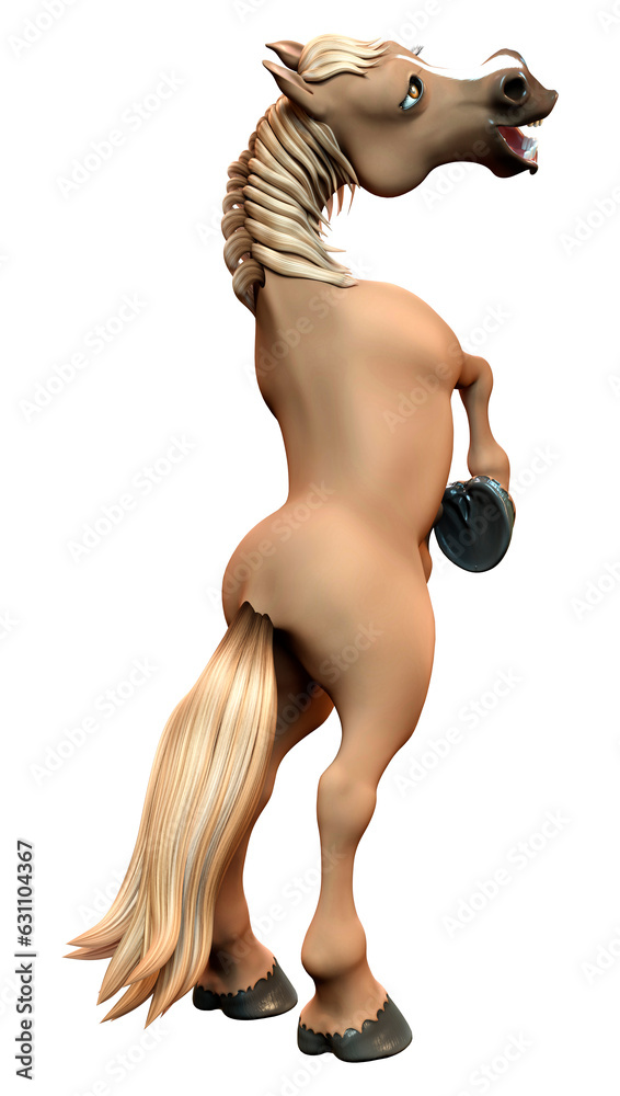 Naklejka premium 3D Rendering Cartoon Horse on White