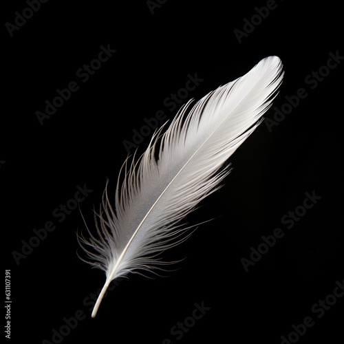 flying feather on black background, ai generated