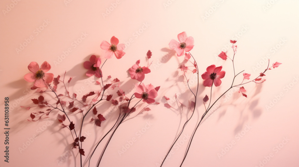 A vibrant display of pink flowers against a pink wall