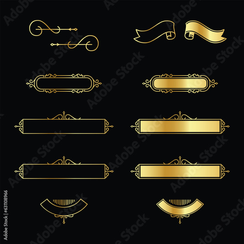 Vintage Floral Banner Background. Vintage Ornamental Frames and Borders. Golder Floral Borders. Golden Luxury Elements