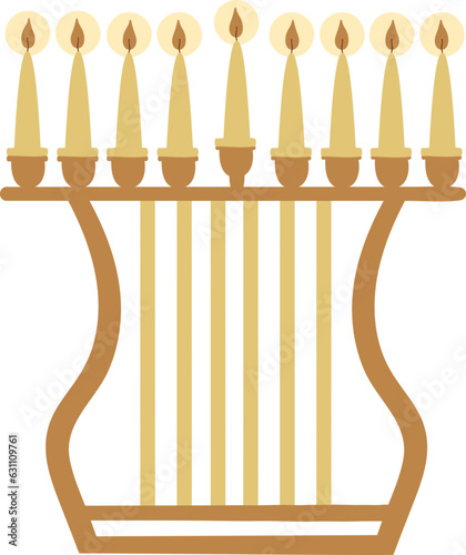 Jewish Hanukkah Menorah with candles.