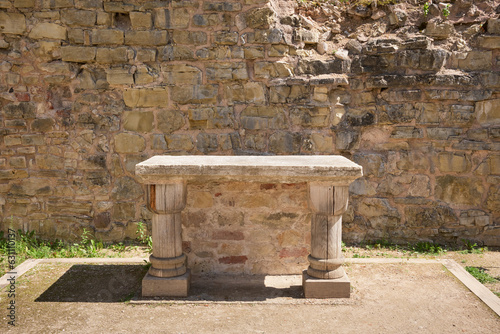 Carta da parati Ancient altar table 15 th century is only surving piece of chapels furnishings, which was located in the courtyard of a medieval castle in Cesis, Latvia