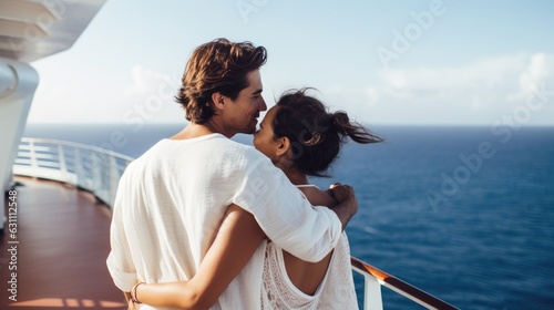 Fotografia Portrait of tourist couple on the deck of a cruise ship