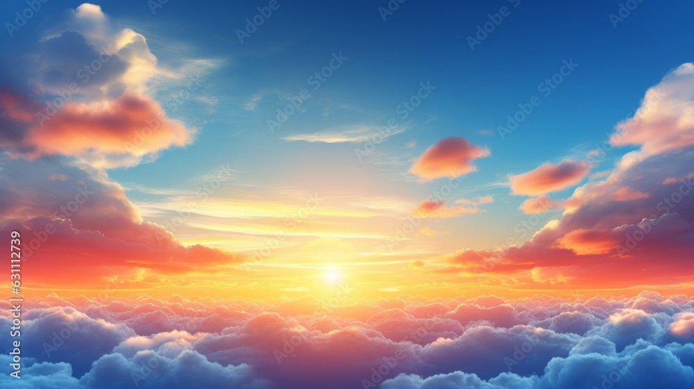 Fototapeta premium A breathtaking sunset over the clouds in the sky