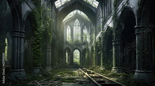 old abandoned church with plant grow 