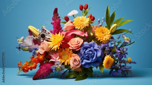vibrant bouquet of diverse flowers 