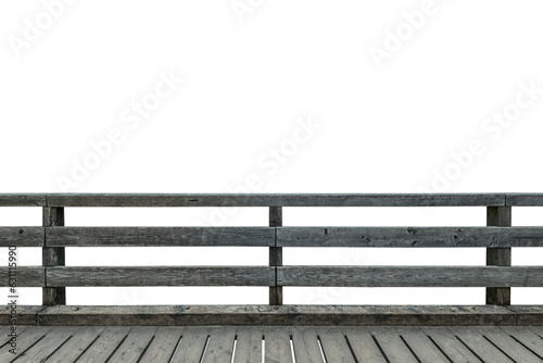 Wooden railing and floor isolated on white background