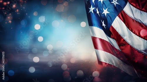 American flag and fireworks, usa independence day, ai generated