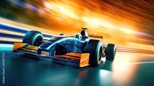 formula 1 cars racing on trail, Generative AI