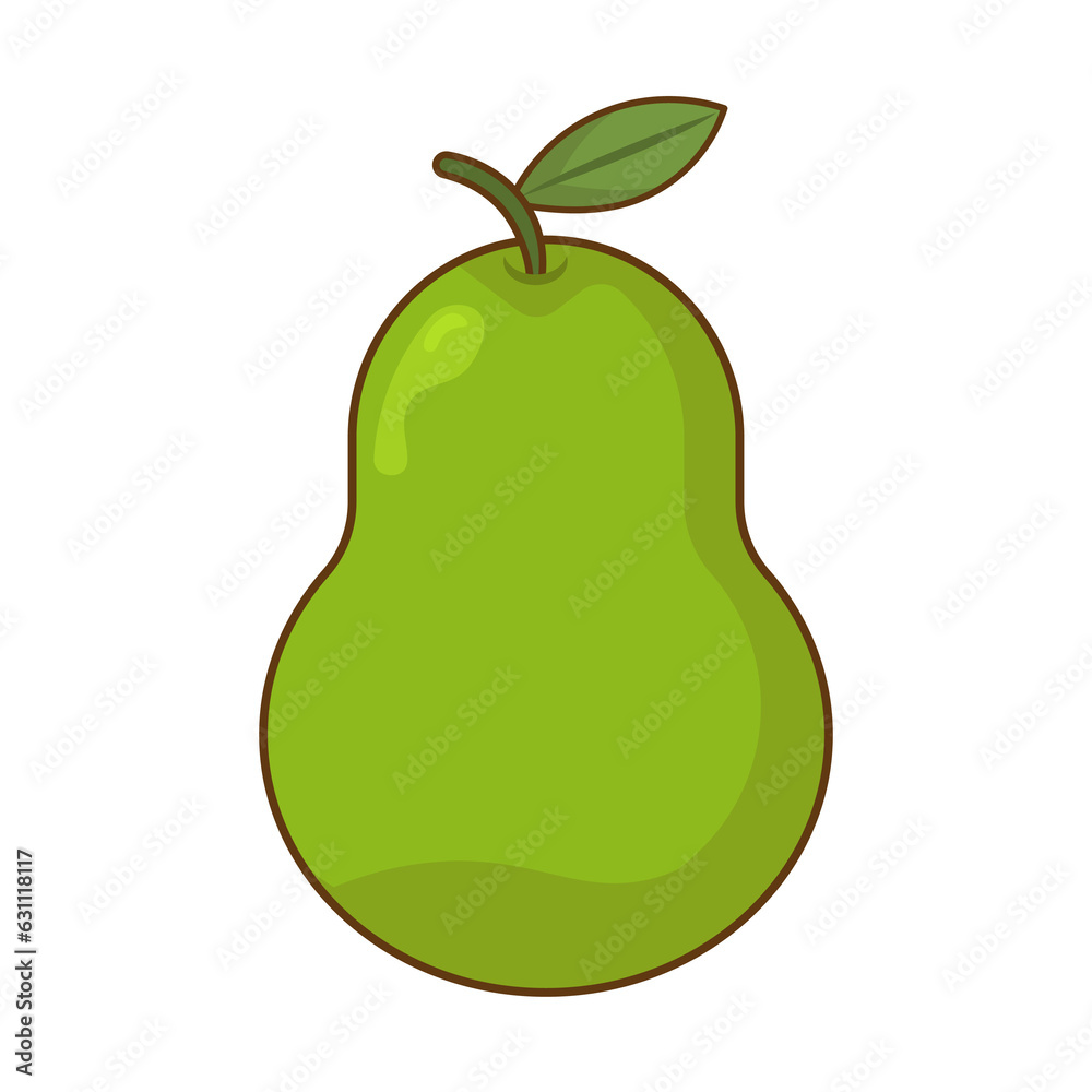 Pear Fruit Vegetable White Outline Style Pear Fruit Vegetable White Outline Style