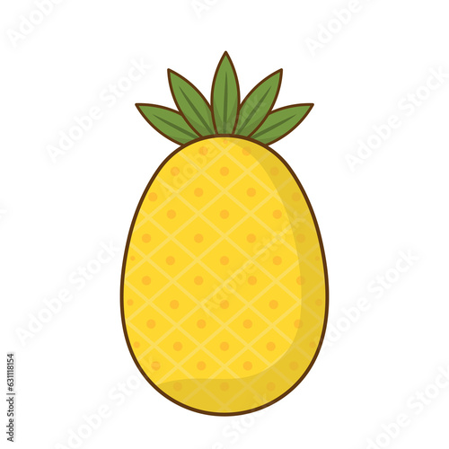 Pineapple Fruit Vegetable White Outline Style