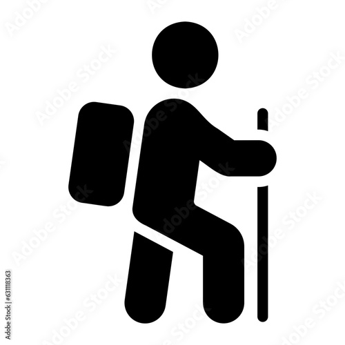 hiking glyph icon