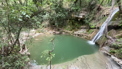 View of wild natural pool in the river Tescio near Assisi, Umbria region, Italy photo