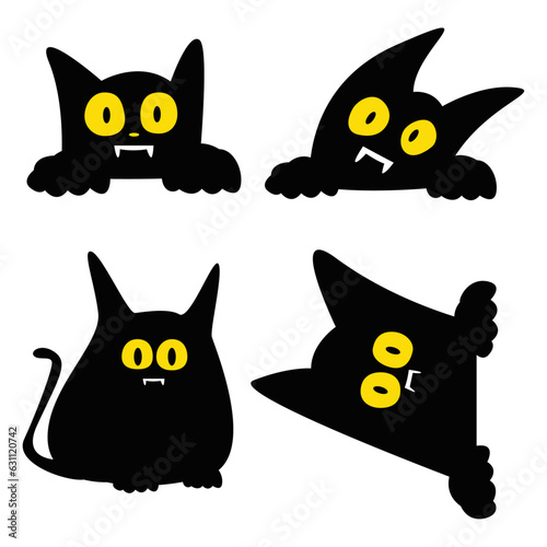 halloween cute black cat character. vector illlustration
