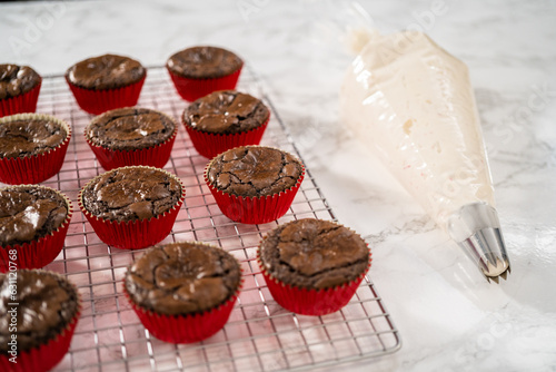 Chocolate peppermint cupcakes photo