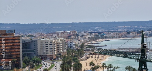terrific view from la seu terraces on port and shore of palma de mallorca
