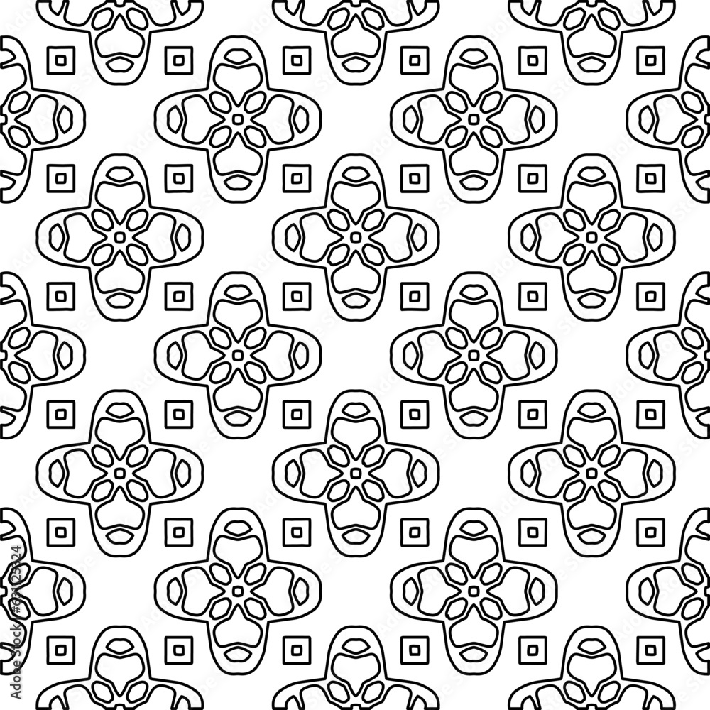 White background with black lines. Modern stylish abstract texture. Repeating geometric shapes from striped elements.
White background with black lines. Modern stylish abstract texture. Repeating geometric shapes from striped elements.