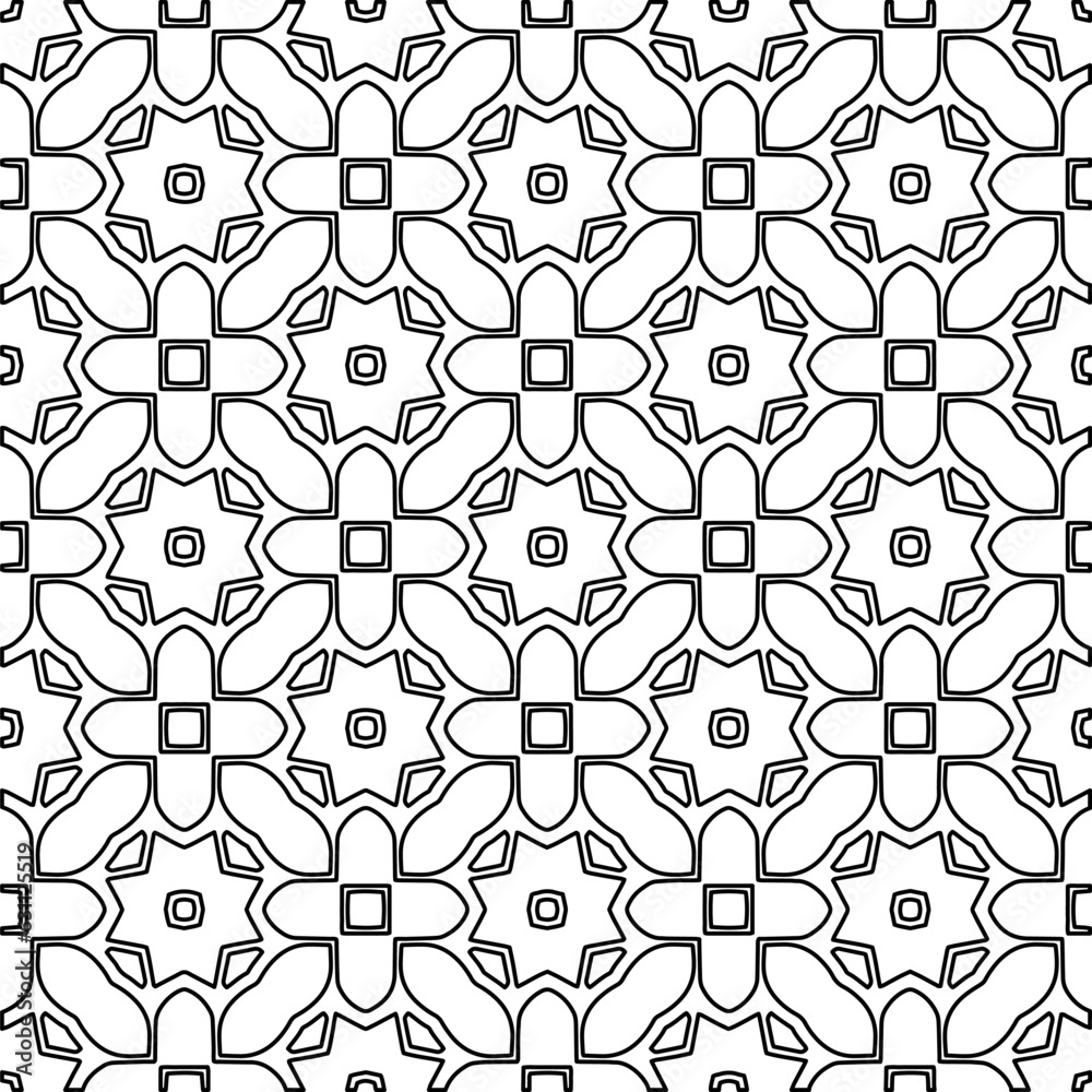 White background with black lines. Modern stylish abstract texture. Repeating geometric shapes from striped elements.
White background with black lines. Modern stylish abstract texture. Repeating geometric shapes from striped elements.