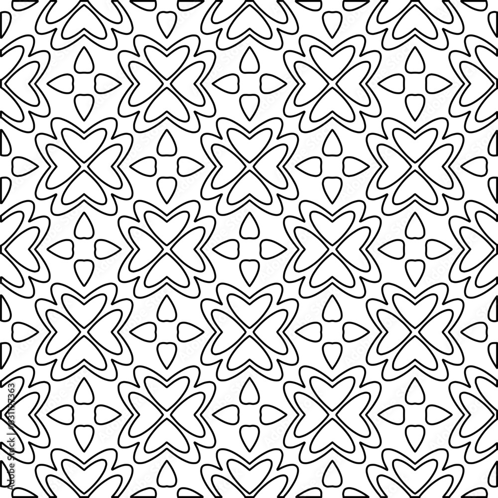 White background with black lines. Modern stylish abstract texture. Repeating geometric shapes from striped elements.
White background with black lines. Modern stylish abstract texture. Repeating geometric shapes from striped elements.