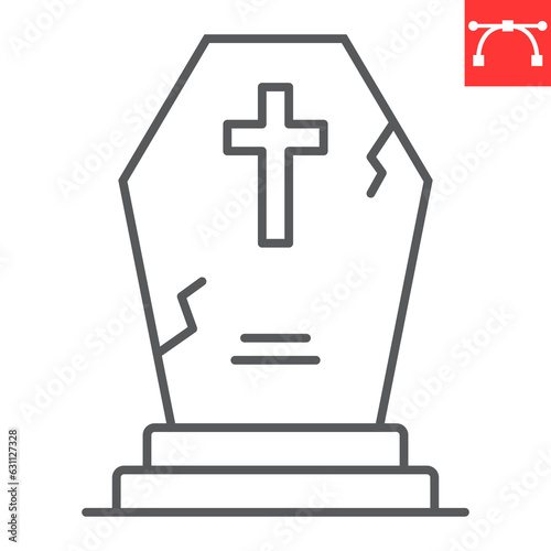 Tombstone line icon, halloween and holiday, headstone vector icon, gravestone vector graphics, editable stroke outline sign, eps 10.