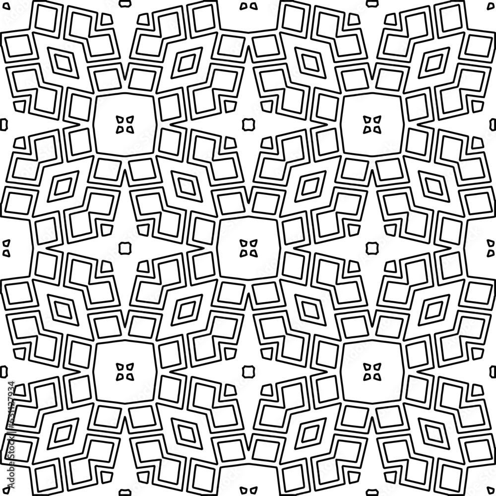 White background with black lines. Modern stylish abstract texture. Repeating geometric shapes from striped elements.
White background with black lines. Modern stylish abstract texture. Repeating geometric shapes from striped elements.