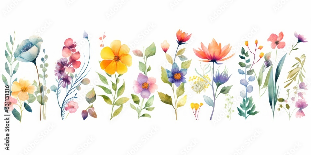 Watercolor spring flowers collection, Spring florals