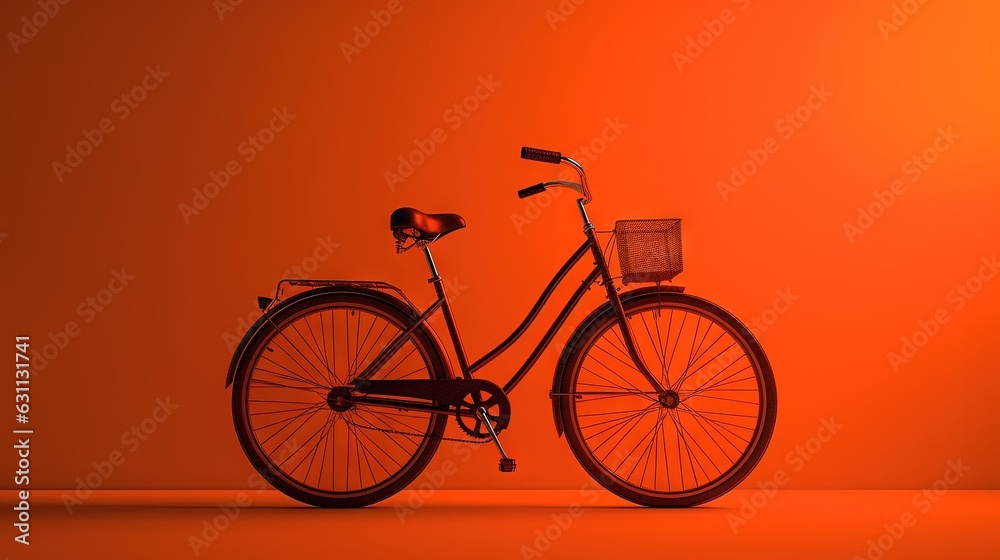 a bike is shown against an orange background with a black seat.  generative ai