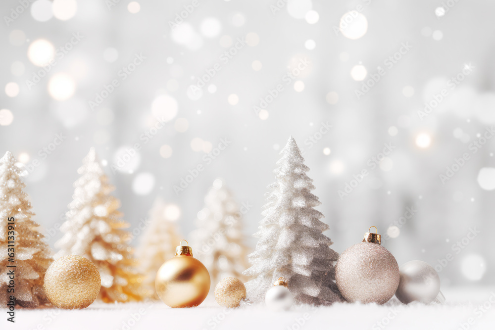 Fototapeta premium Merry Christmas and Happy New Year greeting card. Generative AI.
