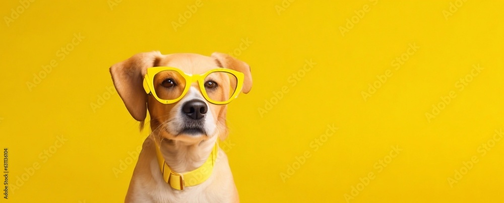 Portrait of a dog in glasses