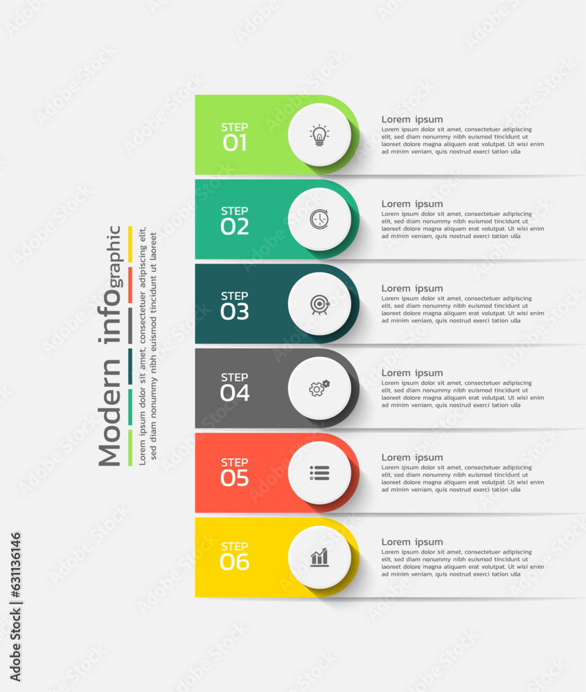 Vector infographic template design with 6 steps Vector infographic template design with 6 steps