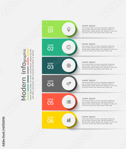Vector infographic template design with 6 steps