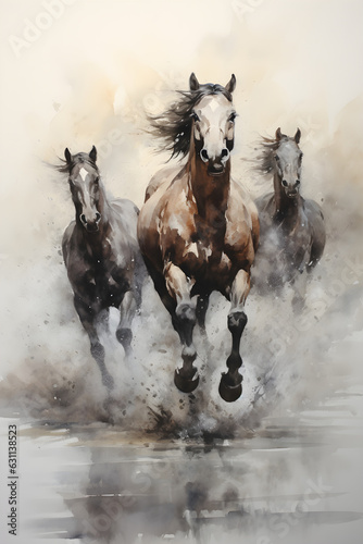 A watercolor painting of a horse. 