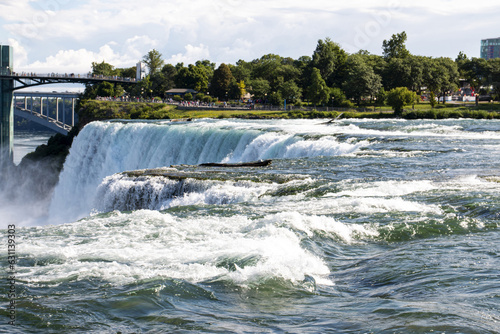 View from the side of the American Falls in Niagara Falls New York