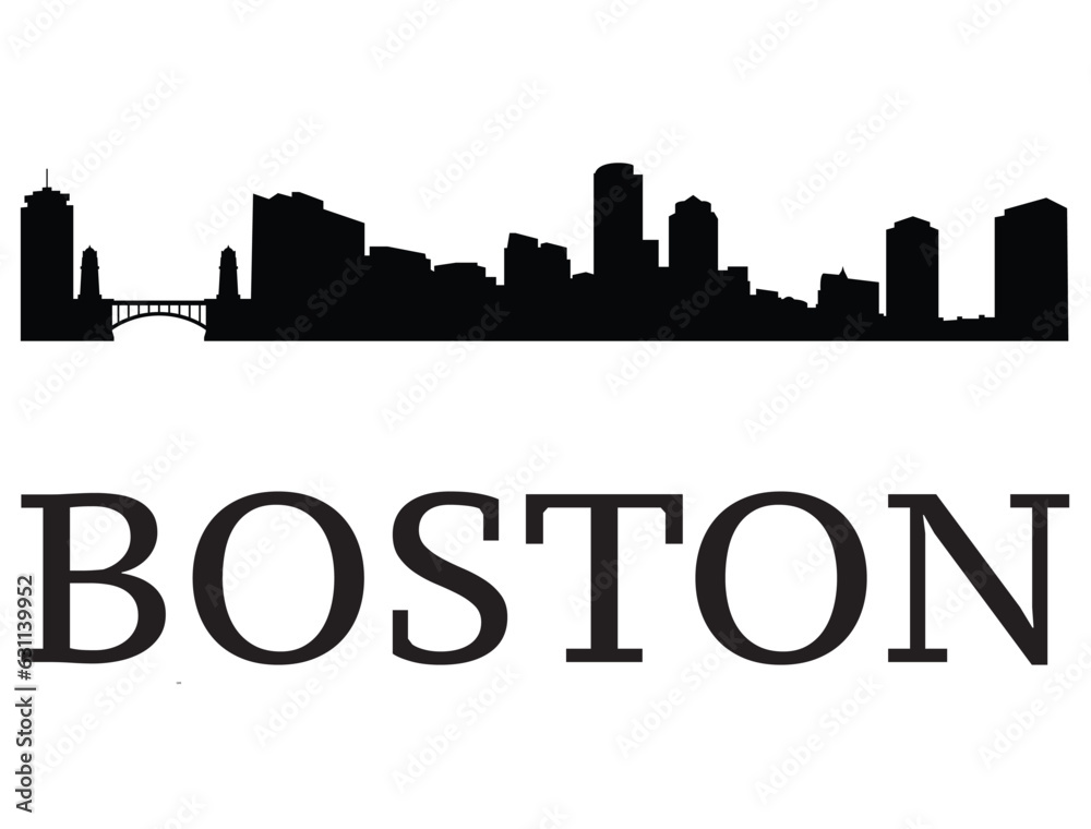 Boston skyline silhouette vector art