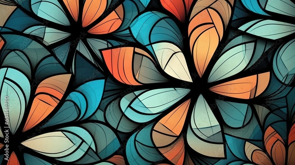 a colorful background with many different shapes and sizes of leaves. generative ai a colorful background with many different shapes and sizes of leaves. generative ai